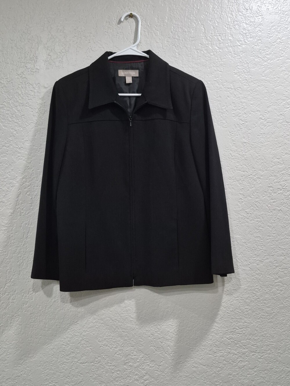 Nordstrom Fully Lined Black Zip-Front Blazer Jacket Size 10